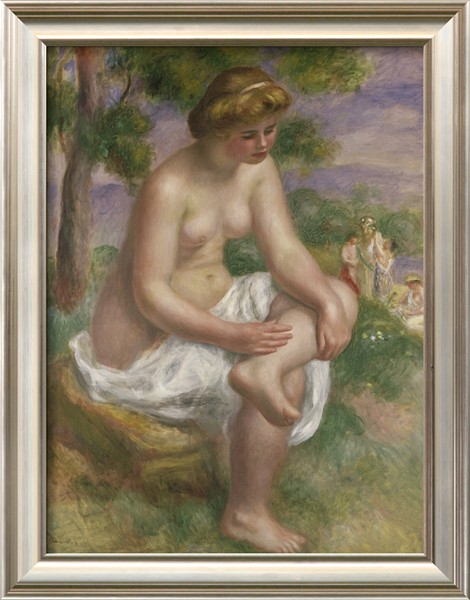 Seated Bather in a Landscape - Pierre Auguste Renoir Painting